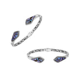 AB-7046-AB Sterling Silver Bangle With Abalone Shell